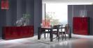 mueble comedor moderno in wengê con aparador lacado de color rojo