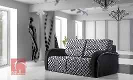 Sofá de 2 Lugares em tecido. Design moderno branco e preto
