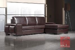 Sofa with resting unit, with too puff available in fabrics and leathers