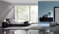room bed bedside table comode carpet
