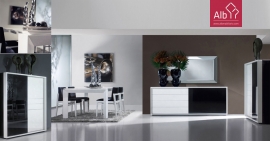 Modern dining room with white lacquered 