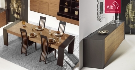 modern dining room, made ​​of oak and wenge