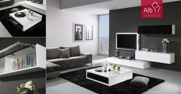 Big modern living room furniture tv wall and stand
