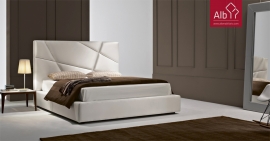 Upholstered double bed white