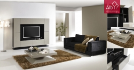 Lacquered modern living room coffee table in white lacquered high gloss