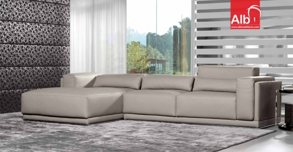 Sofá chaiselongue con respaldo ajustable en altura