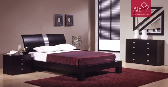 Modern Master Bedroom , made of wenge stained oak wood with stainless steel details