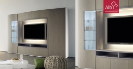 lacquered modern Tv bookcase living room Ensemble TV design laqué
