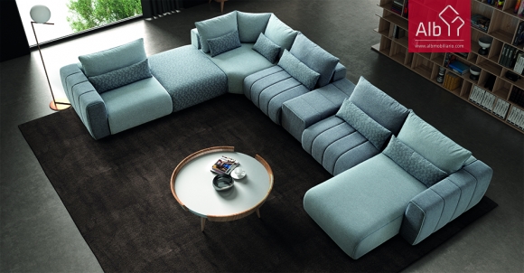 Corner sofa, available in fabrics and leathers