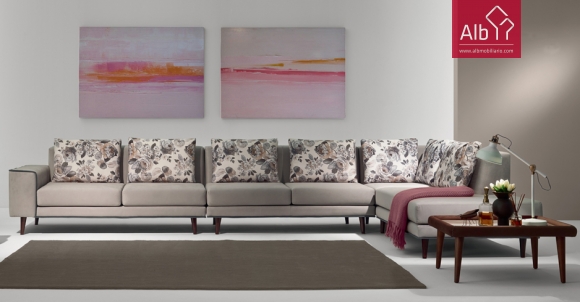 sofá de Canto Retro | Sofa canto tecido | Sofa canto retro moderno