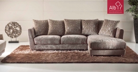 Sofá chaiselongue tapizado en tela